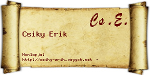 Csiky Erik névjegykártya